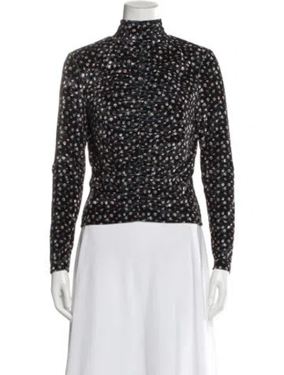 Pre-owned No. 6 Store Floral Print Turtleneck Top In Black