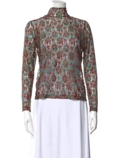 Pre-owned No. 6 Store Floral Print Turtleneck Top In Orange