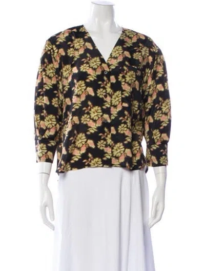 Pre-owned No. 6 Store Floral Print V-neck Blouse In Multi