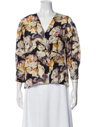 Pre-owned No. 6 Store Floral Print V-neck Blouse In Multi