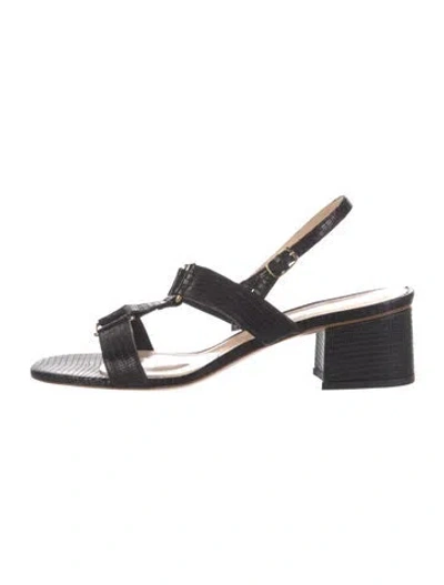 Pre-owned No. 6 Store Leather Animal Print Slingback Sandals In Black