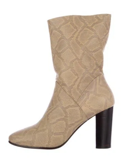 Pre-owned No. 6 Store Leather Animal Print Sock Boots In Neutral