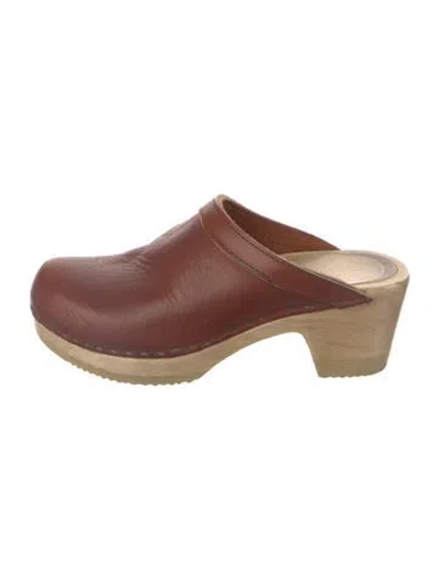 Pre-owned No. 6 Store Leather Colorblock Pattern Mules In Brown