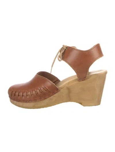 Pre-owned No. 6 Store Leather Colorblock Pattern Sandals In Neutral