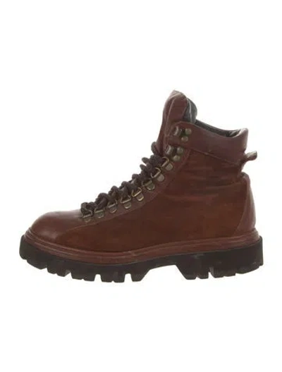 Pre-owned No. 6 Store Leather Combat Boots In Brown