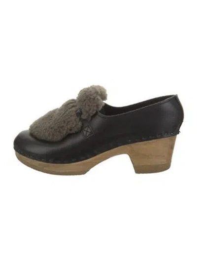 Pre-owned No. 6 Store Leather Faux Fur Trim Pumps In Blue