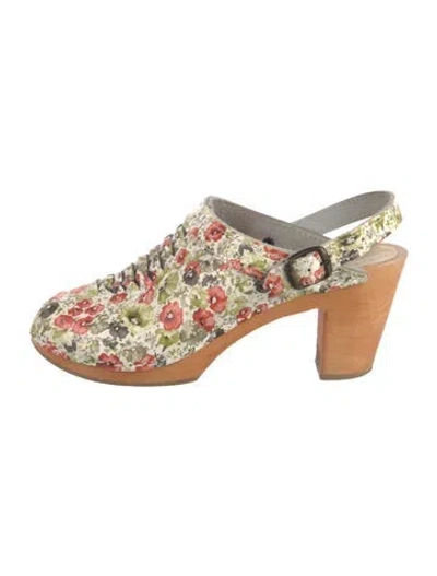 Pre-owned No. 6 Store Leather Floral Print Mules In White