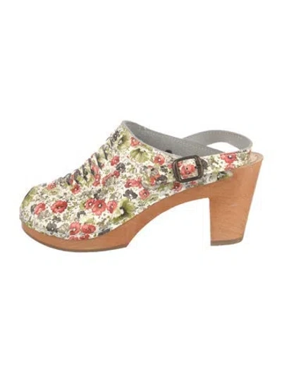 Pre-owned No. 6 Store Leather Floral Print Pumps In White