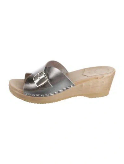 Pre-owned No. 6 Store Leather Slides In Silver