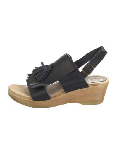 Pre-owned No. 6 Store Leather Slingback Sandals In Black