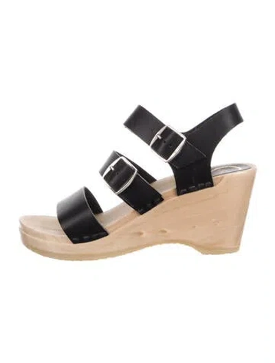 Pre-owned No. 6 Store Leather Slingback Sandals In Black