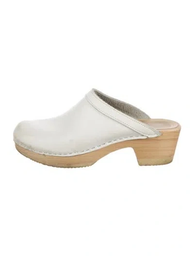 Pre-owned No. 6 Store Leather Whipstitch Trim Mules In White