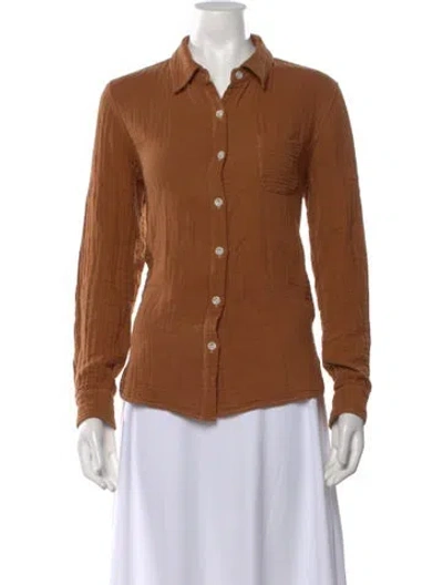 Pre-owned No. 6 Store Long Sleeve Button-up Top In Brown