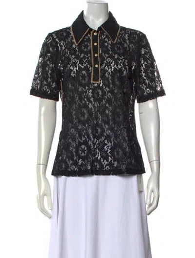 Pre-owned No. 6 Store Nylon Lace Pattern Polo In Black