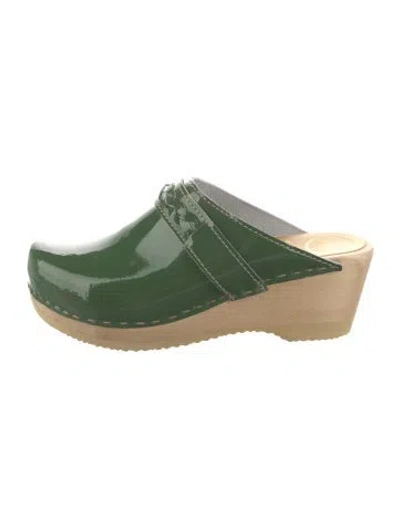 Pre-owned No. 6 Store Patent Leather Braided Accents Mules In Green