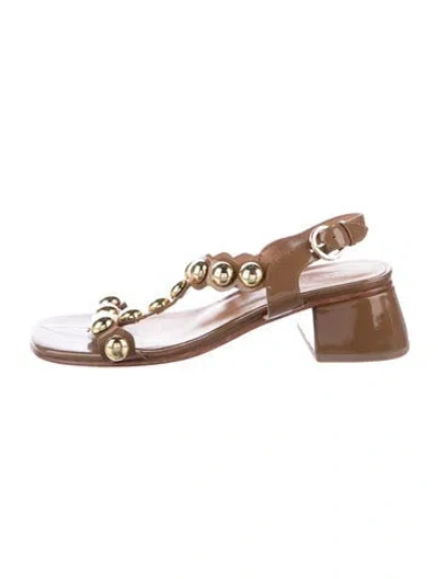 Pre-owned No. 6 Store Patent Leather Slingback Sandals In Brown