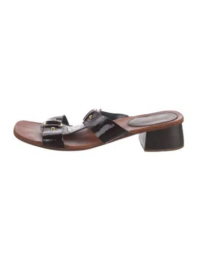 Pre-owned No. 6 Store Patent Leather Studded Accents Slides In Brown