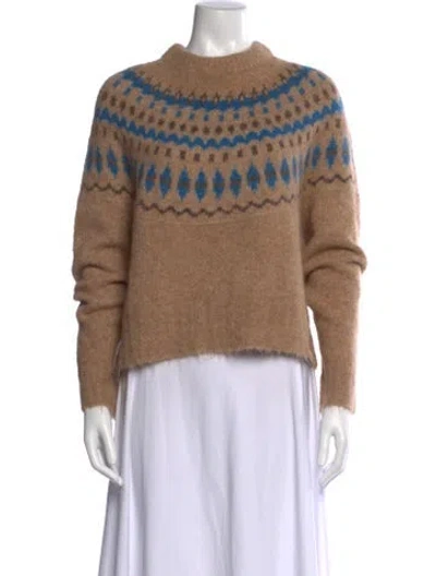 Pre-owned No. 6 Store Patterned Mock Neck Sweater In Brown