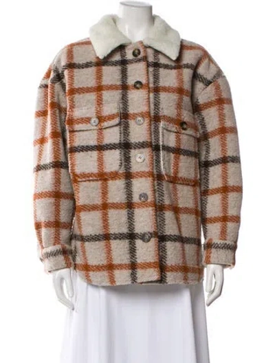Pre-owned No. 6 Store Plaid Print Faux Fur Jacket In Neutral