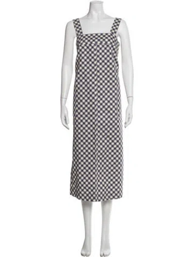 Pre-owned No. 6 Store Plaid Print Midi Length Dress In Neutral