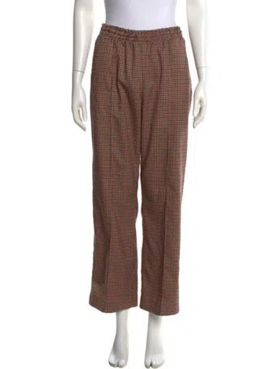 Pre-owned No. 6 Store Plaid Print Wide Leg Pants In Brown