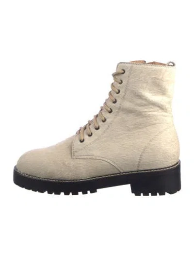 Pre-owned No. 6 Store Ponyhair Combat Boots In Neutral