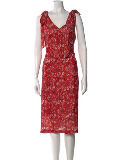 Pre-owned No. 6 Store Printed Midi Length Dress W/ Tags In Red