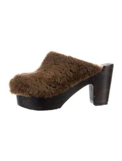 Pre-owned No. 6 Store Shearling Mules In Brown