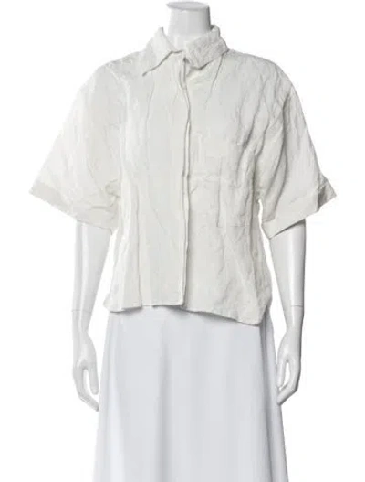 Pre-owned No. 6 Store Short Sleeve Button-up Top In White