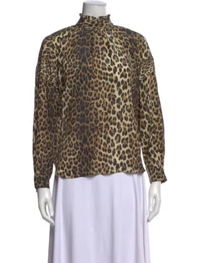 Pre-owned No. 6 Store Silk Animal Print Blouse In Neutral
