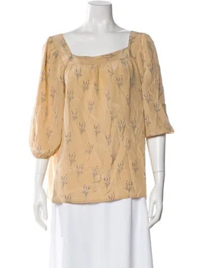 Pre-owned No. 6 Store Silk Floral Print Blouse In Neutral