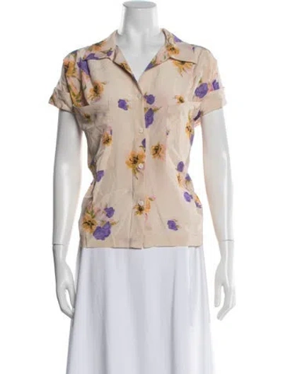 Pre-owned No. 6 Store Silk Floral Print Blouse In Neutral