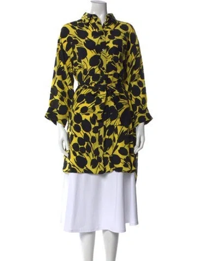 Pre-owned No. 6 Store Silk Floral Print Blouse In Yellow