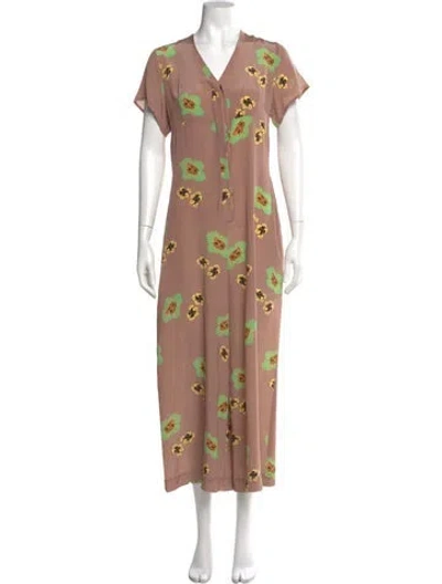 Pre-owned No. 6 Store Silk Floral Print Jumpsuit In Neutral