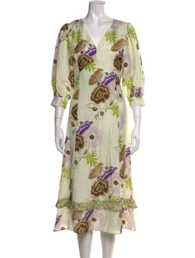 Pre-owned No. 6 Store Silk Midi Length Dress W/ Tags In Green