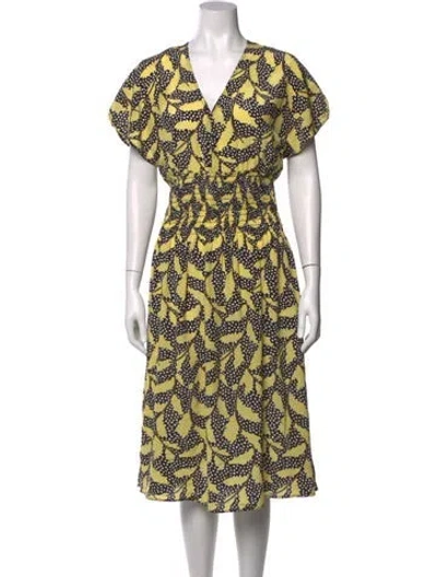 Pre-owned No. 6 Store Silk Midi Length Dress In Yellow