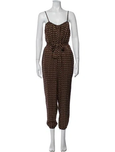 Pre-owned No. 6 Store Silk Patterned Jumpsuit In Brown