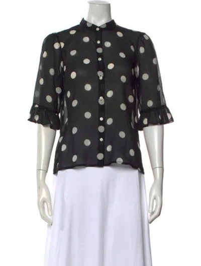 Pre-owned No. 6 Store Silk Polka Dot Print Blouse In Black