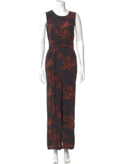 Pre-owned No. 6 Store Silk Printed Jumpsuit In Brown