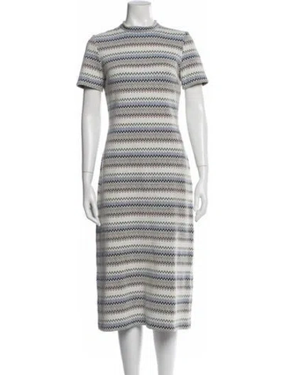 Pre-owned No. 6 Store Striped Midi Length Dress In White