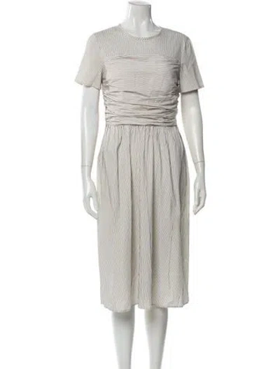 Pre-owned No. 6 Store Striped Midi Length Dress In White