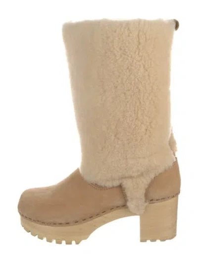 Pre-owned No. 6 Store Suede Colorblock Pattern Boots In Neutral