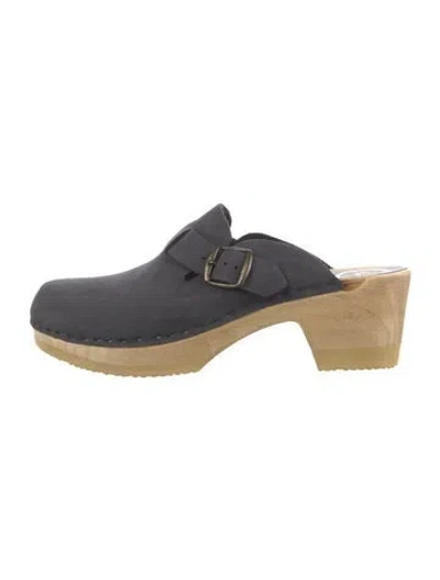 Pre-owned No. 6 Store Suede Colorblock Pattern Mules In Black