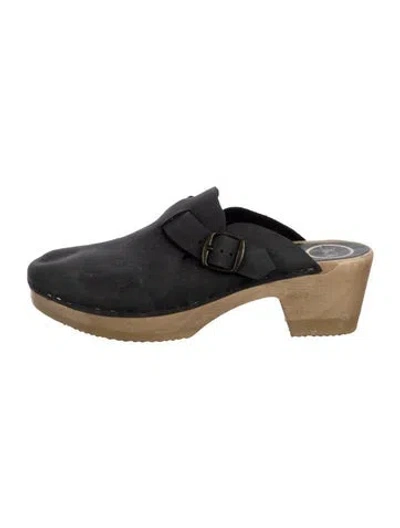 Pre-owned No. 6 Store Suede Colorblock Pattern Mules In Black