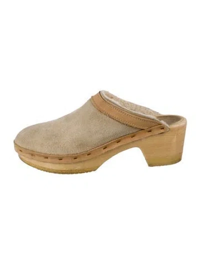 Pre-owned No. 6 Store Suede Colorblock Pattern Mules In Neutral
