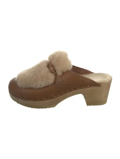 Pre-owned No. 6 Store Suede Colorblock Pattern Mules In Neutral