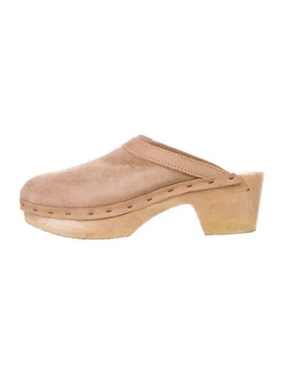 Pre-owned No. 6 Store Suede Fur Trim Mules In Neutral