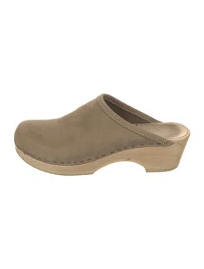 Pre-owned No. 6 Store Suede Whipstitch Trim Mules In Neutral