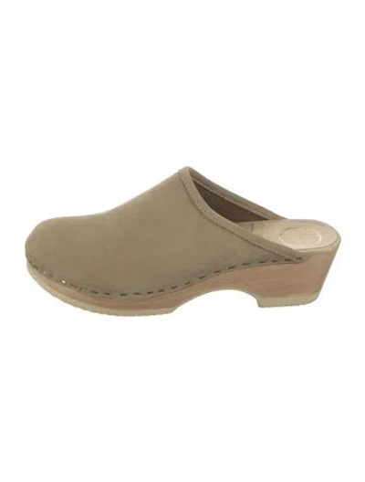 Pre-owned No. 6 Store Suede Whipstitch Trim Mules In Neutral