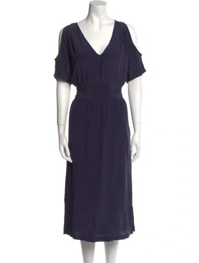 Pre-owned No. 6 Store V-neck Midi Length Dress In Blue